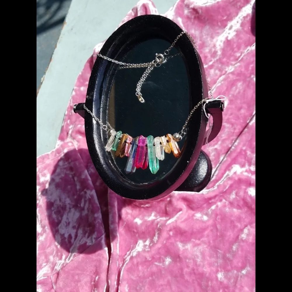 Multi-Quartz Points on Silver Plated Chain